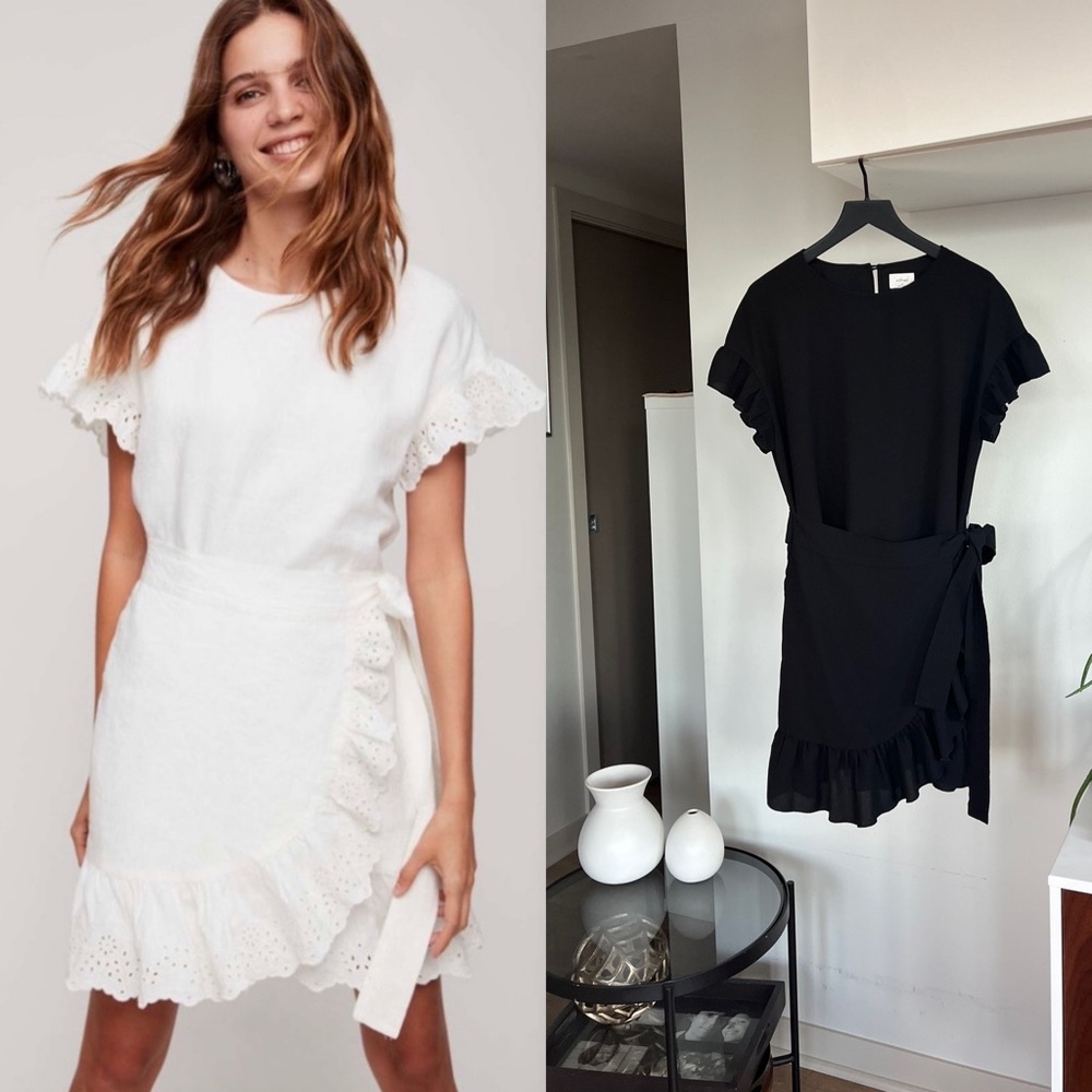 Aritzia Wilfred Black Ninette Ruffle Formal Wedding Spring Vacation Dress SzXS
